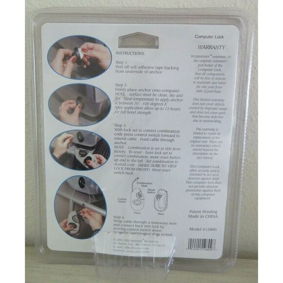 Westminster #12800 Extendable 52" Cable Combination Lock For Laptop Computer PCs - Picture 2 of 3